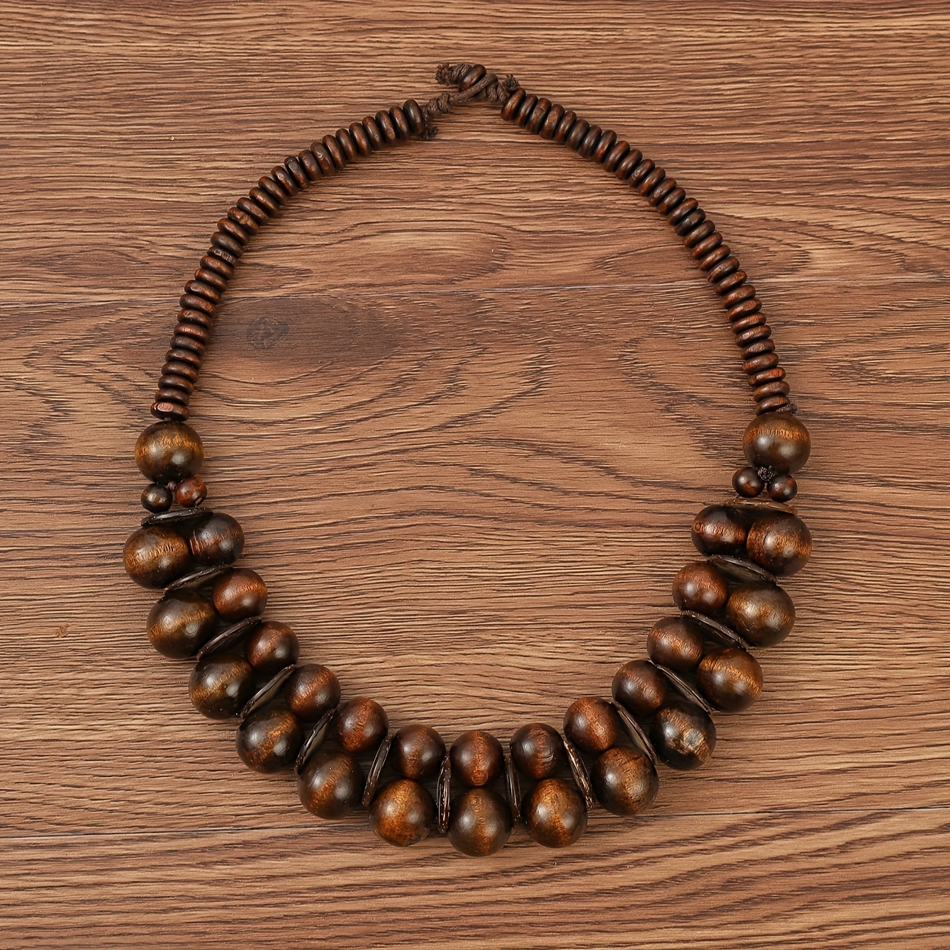 Ethnic Style Brown Bead Necklace and Bracelet Set